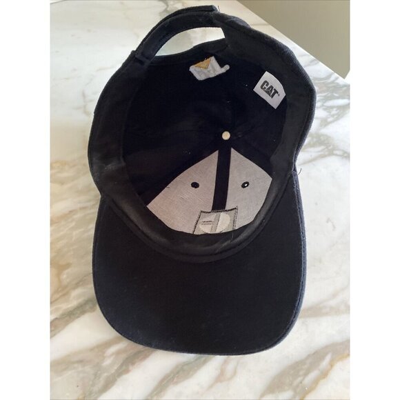 CAT Caterpillar Graphic Logo Black Baseball Hat Cap Yellow Trim Adjustable - Picture 6 of 9